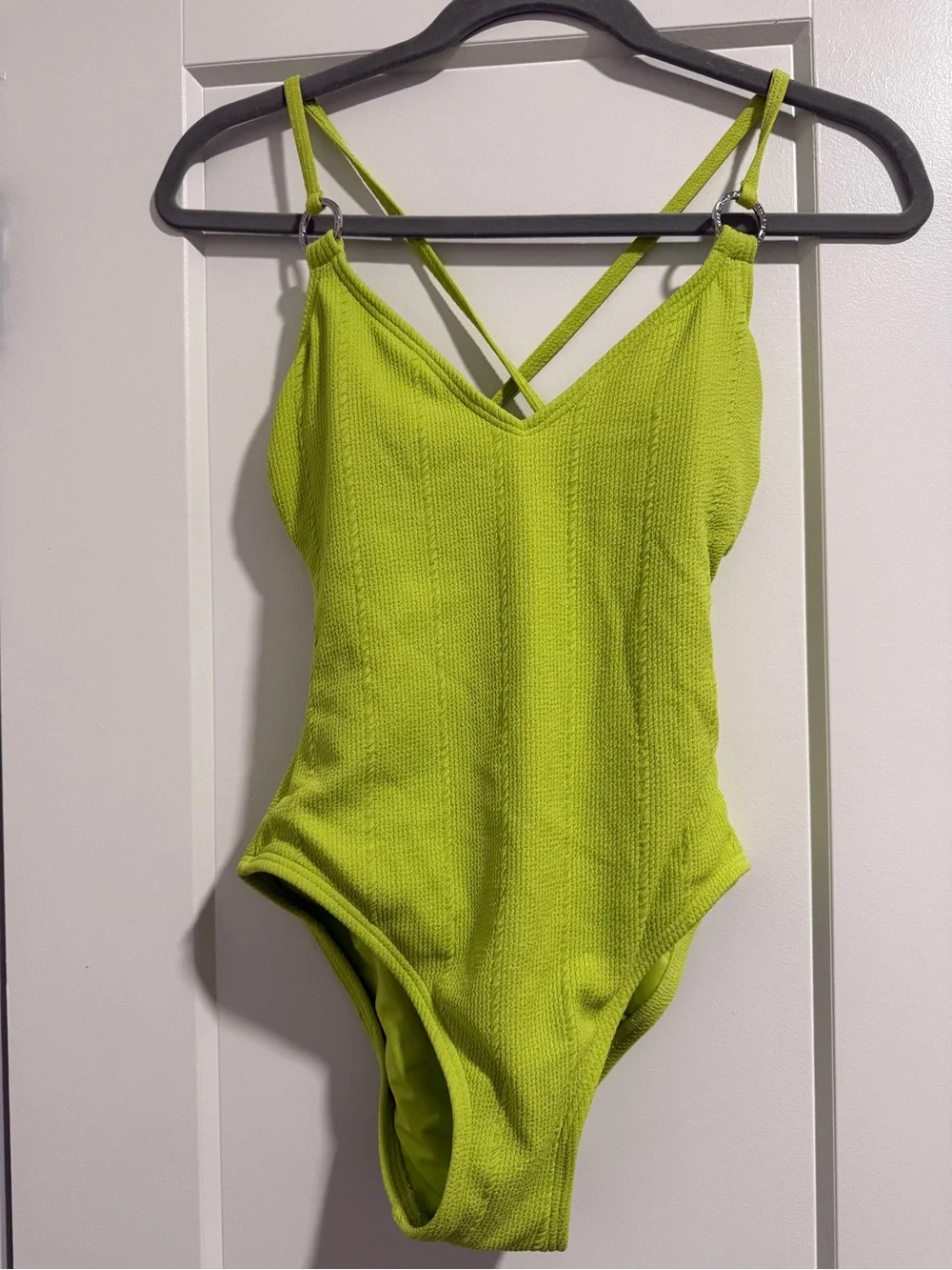 Michael Kors Lime Green One-Piece Swimsuit with Crisscross Straps